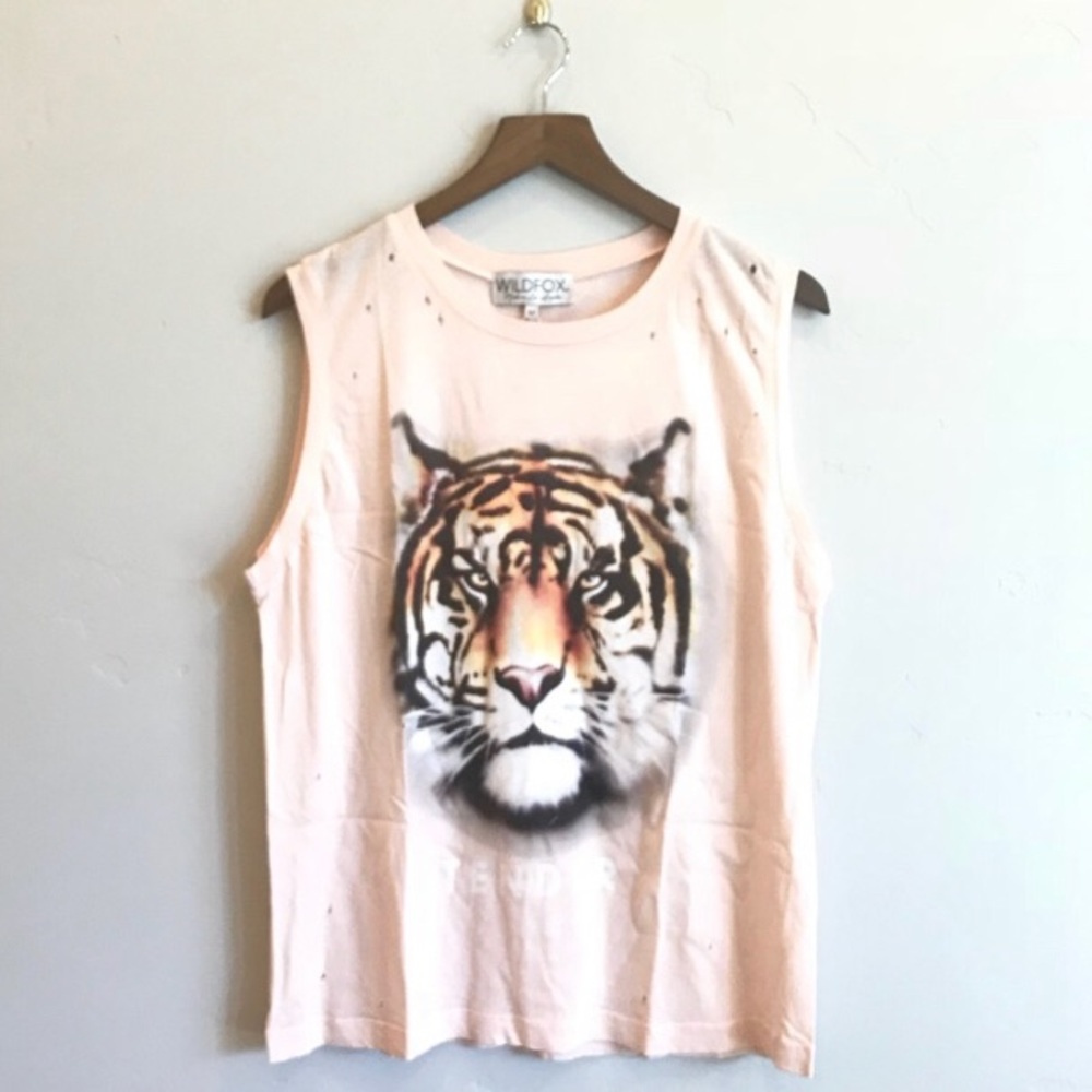 WILDFOX Tender Tiger Pinhole Sleeveless Top - Picture 2 of 6